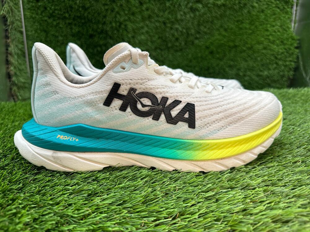 Hoka One One Mach 5 1127894-WBGL Athletic Sneaker Women 8B White Jacquard Sports